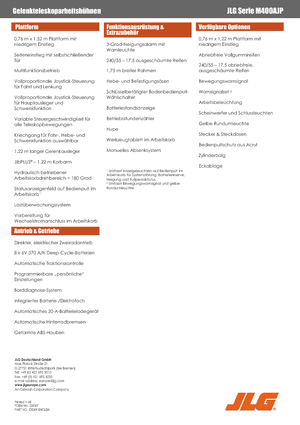 Nacele cu braț articulat pe roți JLG M400AJP