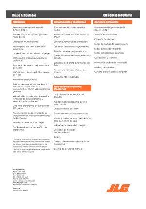 Nacele cu braț articulat pe roți JLG M400AJPN