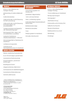 Nacele cu braț articulat pe roți JLG M400AN