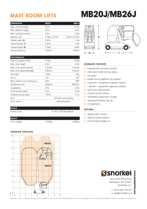 Nacele verticale cu un singur catarg Snorkel MB26J
