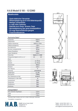 Platforme de ridicare de tip foarfecă pe roți HAB S 105-12 E 2WD