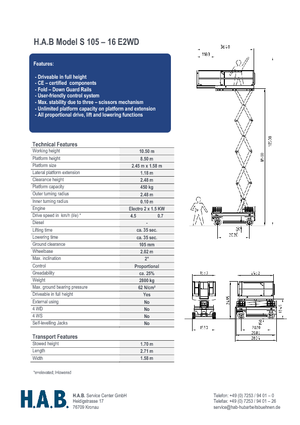Platforme de ridicare de tip foarfecă pe roți HAB S 105-16 E 2WD