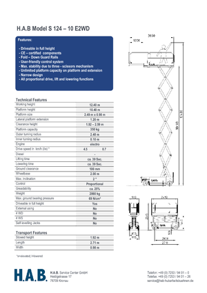 Platforme de ridicare de tip foarfecă pe roți HAB S 124-10 E 2WD