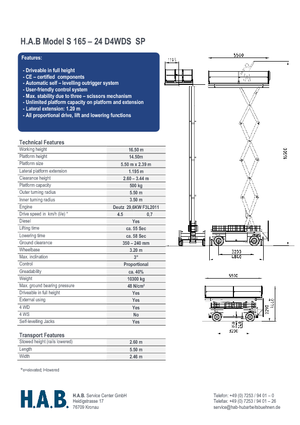 Platforme de ridicare de tip foarfecă pe roți HAB S 165-24 D 4WD S SP
