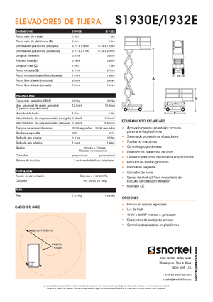 Platforme de ridicare de tip foarfecă pe roți Snorkel S1930E