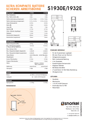 Platforme de ridicare de tip foarfecă pe roți Snorkel S1930E