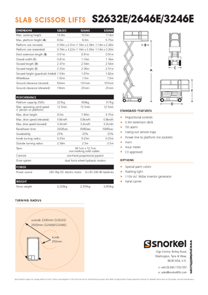 Platforme de ridicare de tip foarfecă pe roți Snorkel S3246E