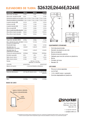 Platforme de ridicare de tip foarfecă pe roți Snorkel S3246E