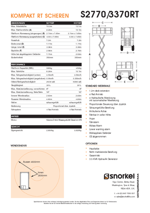 Platforme de ridicare de tip foarfecă pe roți Snorkel S2770RT