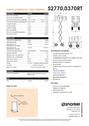 Platforme de ridicare de tip foarfecă pe roți Snorkel S2770RT