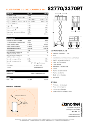 Platforme de ridicare de tip foarfecă pe roți Snorkel S2770RT