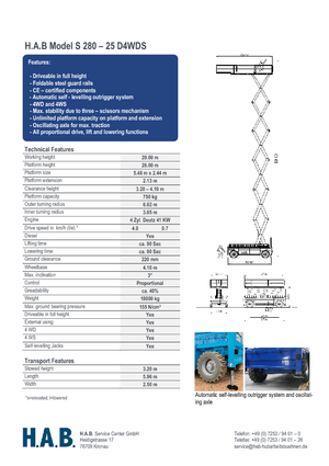 Platforme de ridicare de tip foarfecă pe roți HAB S 280-25 D 4WD S