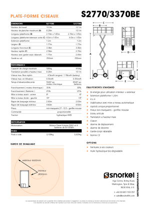 Platforme de ridicare de tip foarfecă pe roți Snorkel S3370BE