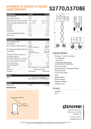 Platforme de ridicare de tip foarfecă pe roți Snorkel S3370BE