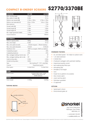 Platforme de ridicare de tip foarfecă pe roți Snorkel S3370BE
