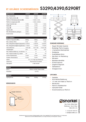 Platforme de ridicare de tip foarfecă pe roți Snorkel S 4390 RT