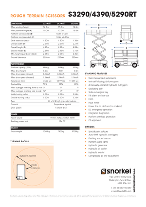 Platforme de ridicare de tip foarfecă pe roți Snorkel S 4390 RT
