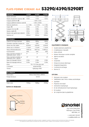 Platforme de ridicare de tip foarfecă pe roți Snorkel S 4390 RT