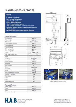 Platforme de ridicare de tip foarfecă pe roți HAB S 65-10 E 2WD SP