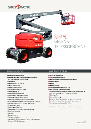 Nacele cu braț articulat pe roți Skyjack SJ 63 AJ