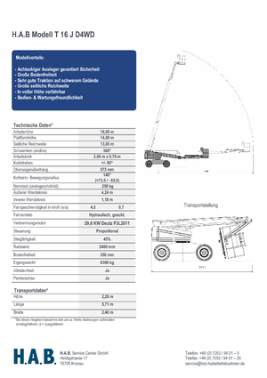 Nacele telescopice pe roți HAB T 16 JD 4WD