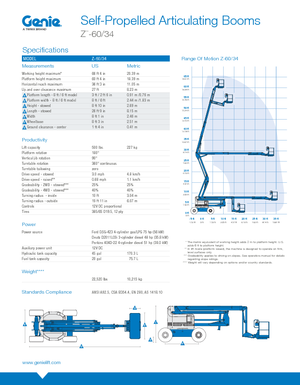 Nacele cu braț articulat pe roți Genie Z-60/34