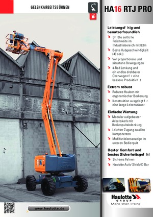 Nacele cu braț articulat pe roți Haulotte HA16 RTJ PRO
