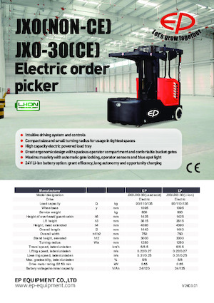 Order pickers (preparatoare de comenzi) EP JX0/JX0-30 (Li)