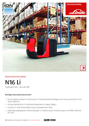 Order pickers (preparatoare de comenzi) Linde N16Li