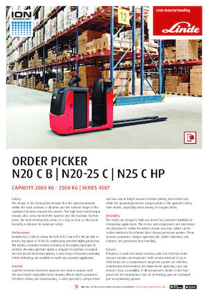 Order pickers (preparatoare de comenzi) Linde N20C SA