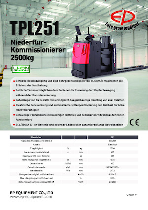 Order pickers (preparatoare de comenzi) EP TPL251