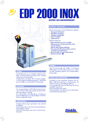 Transpalete cu operator pedestru Stöcklin EDP 2000 Inox