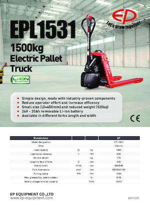 Transpalete cu operator pedestru EP EPL1531