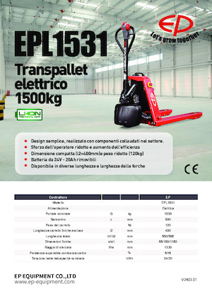 Transpalete cu operator pedestru EP EPL1531