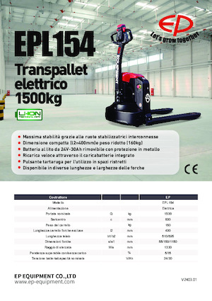 Transpalete cu operator pedestru EP EPL154