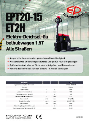Transpalete cu operator pedestru EP EPT20-15ET2H