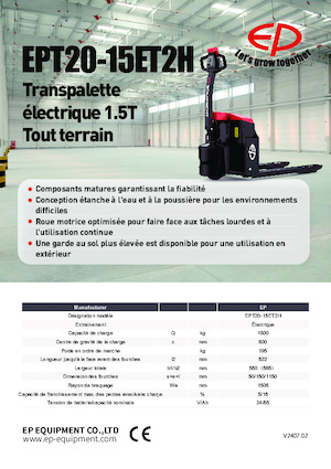 Transpalete cu operator pedestru EP EPT20-15ET2H