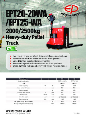Transpalete cu operator pedestru EP EPT20-20WA