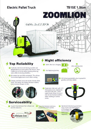 Transpalete cu operator pedestru Zoomlion TB15E