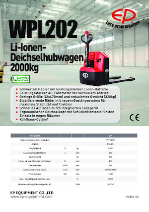 Transpalete cu operator pedestru EP WPL202