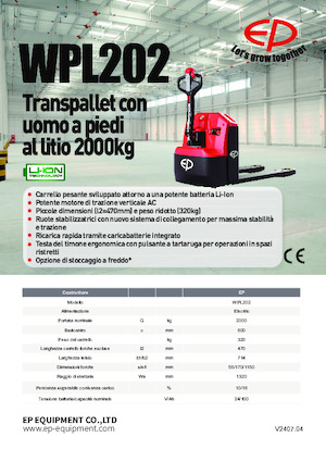 Transpalete cu operator pedestru EP WPL202