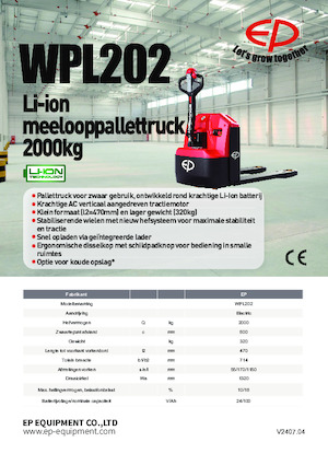 Transpalete cu operator pedestru EP WPL202