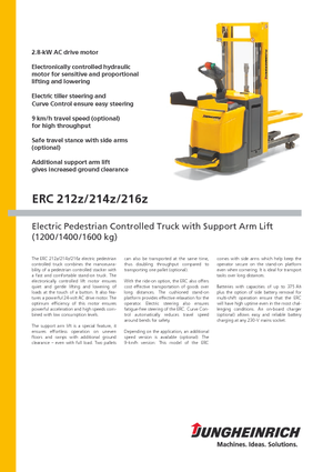 Stackere (transpaleți) cu operare la mare înălțime Jungheinrich ERC 212z