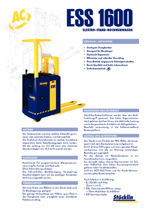 Stackere (transpaleți) cu operare la mare înălțime Stöcklin ESS 1600