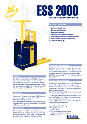 Stackere (transpaleți) cu operare la mare înălțime Stöcklin ESS 2000