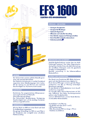 Stackere (transpaleți) cu operare la mică înălțime Stöcklin EFS 1600