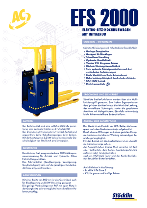 Stackere (transpaleți) cu operare la mică înălțime Stöcklin EFS 2000