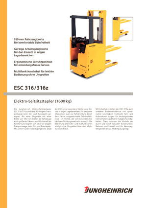 Stackere (transpaleți) cu operare la mică înălțime Jungheinrich ESC 316