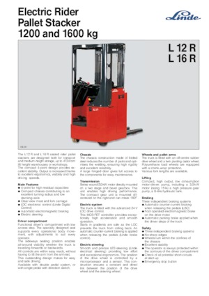 Stackere (transpaleți) mobile Linde L 16 R