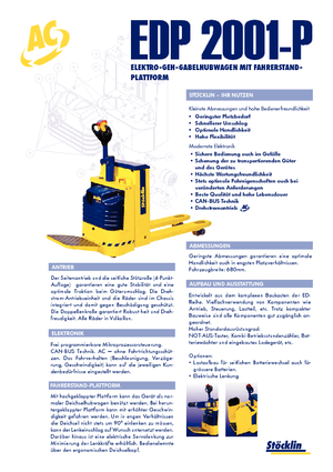 Transpaleți cu platformă, cu operare la mare înălțime Stöcklin EHP 2000 P